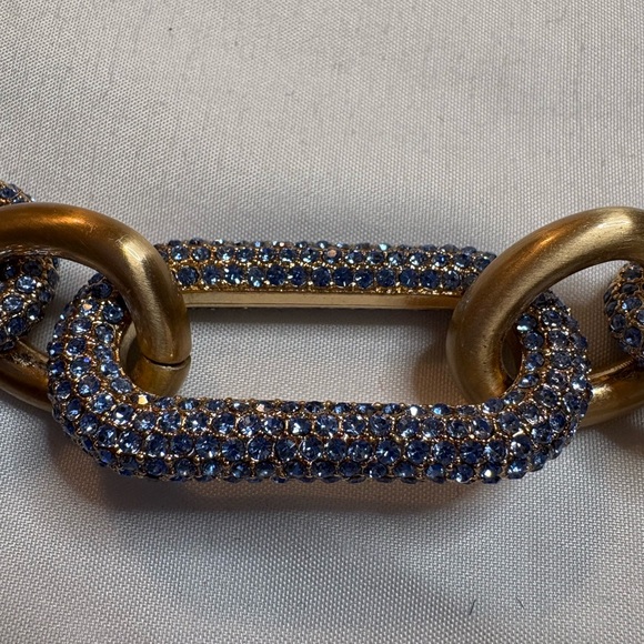 CULT GAIA Reyes Bushed Gold and Cornflower Blue Sparkle Chunky Chain Necklace - Picture 6 of 8